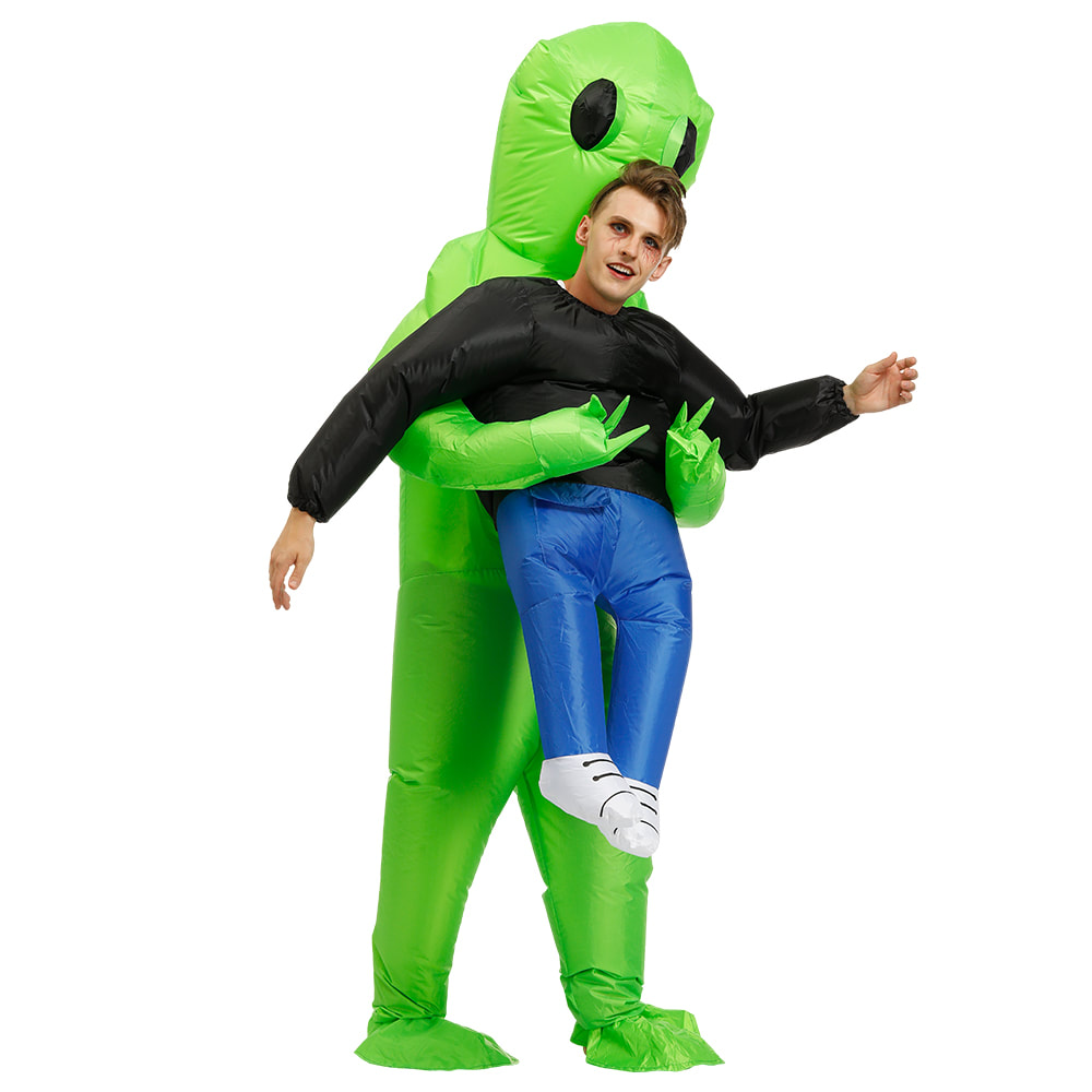 Inflatable Costume Halloween Cosplay Green Alien Blow Up Suit Adult ...